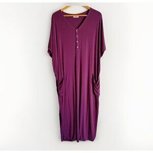 Dwell & Slumber Womens Cocoon Caftan Maxi Dress One Size Purple Lagenlook Comfy